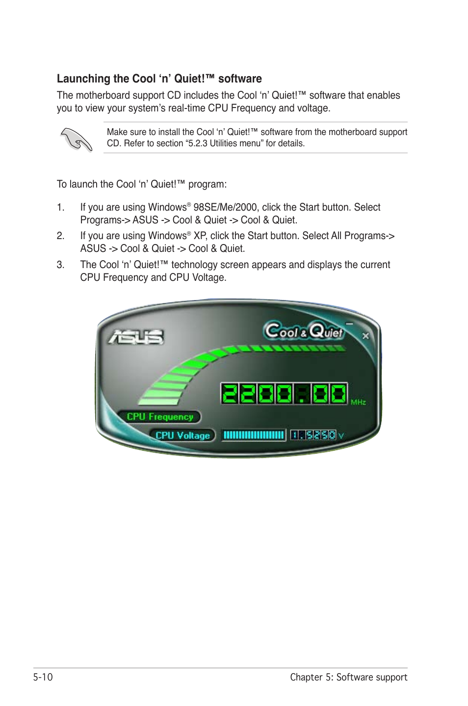 Launching the cool ‘n’ quiet!™ software | Asus M2N-SLI User Manual | Page 124 / 166