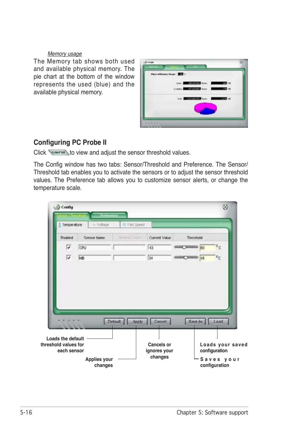 Configuring pc probe ii | Asus M2N-SLI User Manual | Page 130 / 166