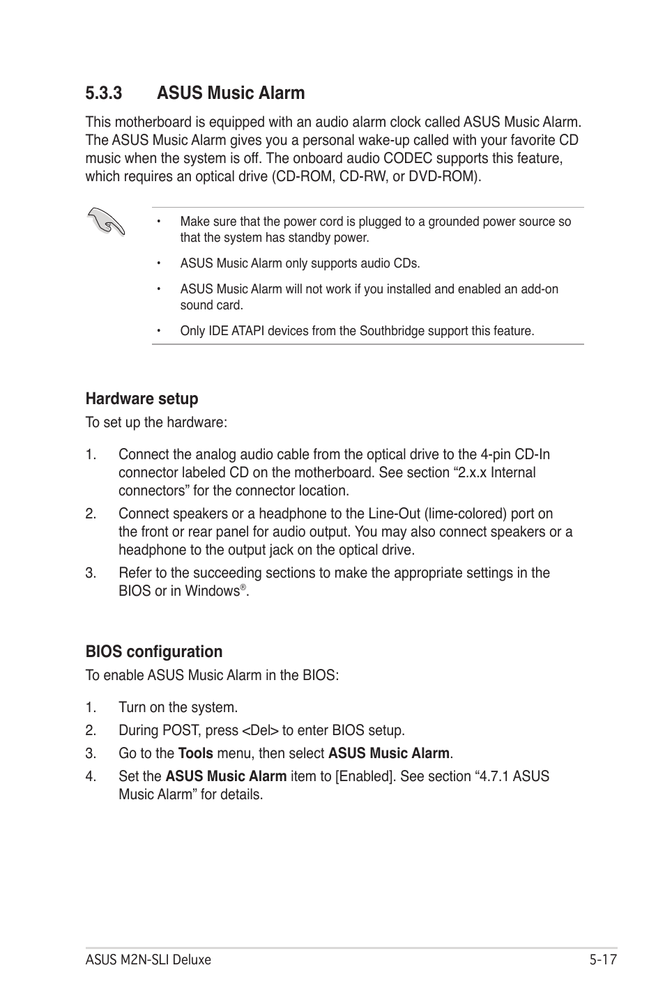 3 asus music alarm | Asus M2N-SLI User Manual | Page 131 / 166