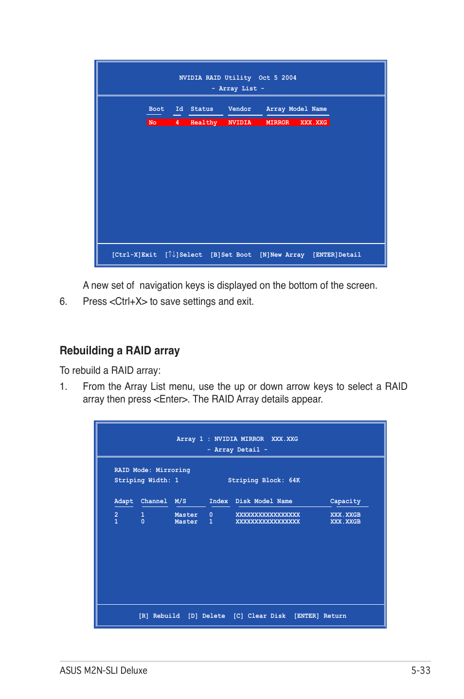 Rebuilding a raid array | Asus M2N-SLI User Manual | Page 147 / 166