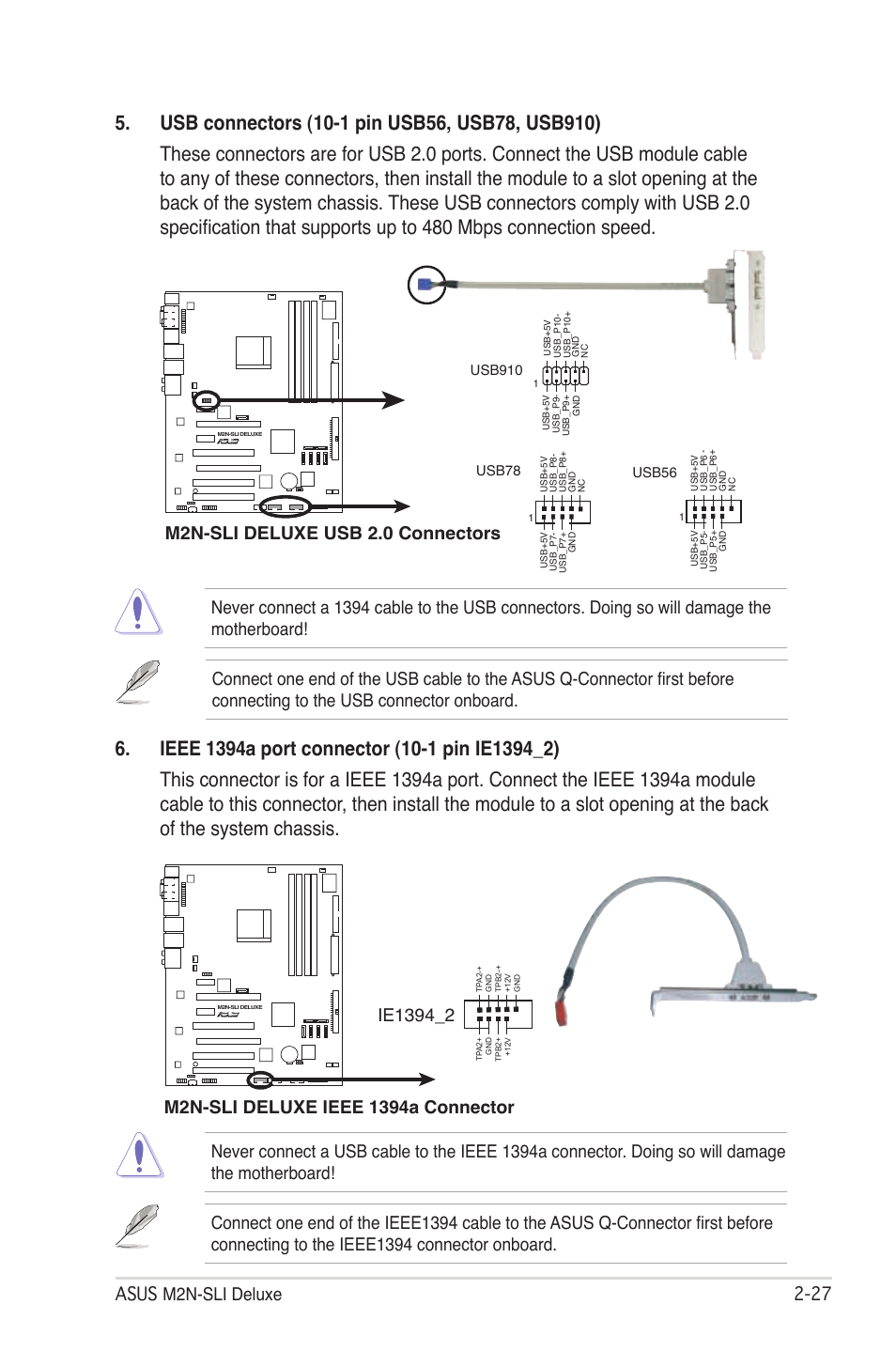 Asus m2n-sli deluxe 2-2, Usb78, Usb56 | Usb910 | Asus M2N-SLI User Manual | Page 51 / 166