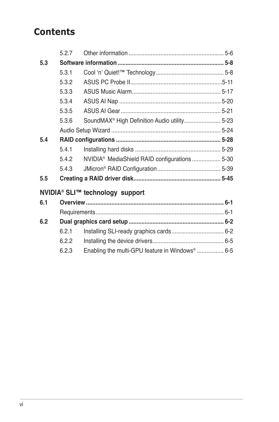 Asus M2N-SLI User Manual | Page 6 / 166