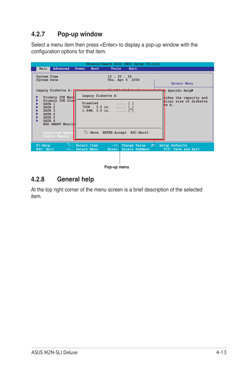 7 pop-up window, 8 general help, Asus m2n-sli deluxe | Asus M2N-SLI User Manual | Page 77 / 166