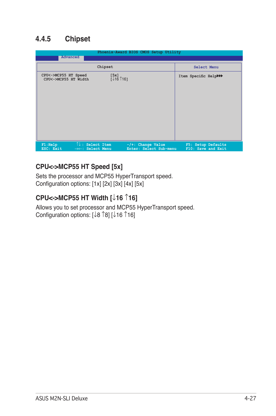 5 chipset, Cpu<->mcp55 ht speed [5x | Asus M2N-SLI User Manual | Page 91 / 166