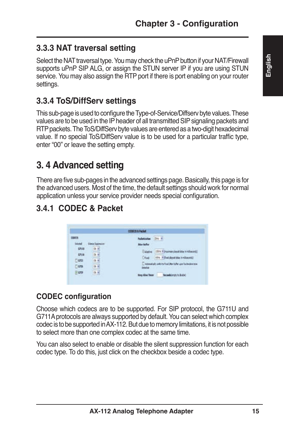 4 advanced setting | Asus Analog Telephone Adapter AX-112 User Manual | Page 15 / 26