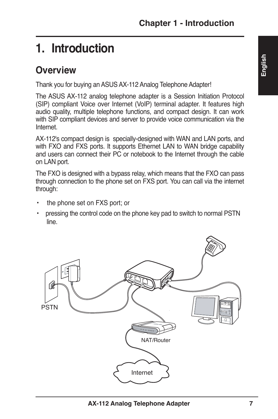 Introduction, Overview | Asus Analog Telephone Adapter AX-112 User Manual | Page 7 / 26