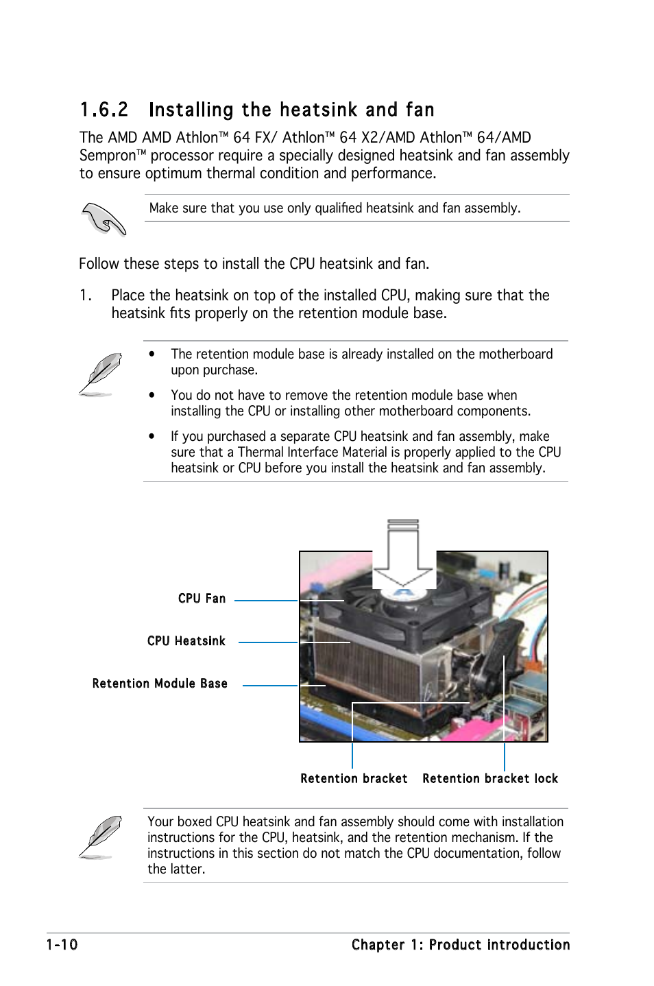 2 installing the heatsink and fan | Asus Motherboard M2V-MX User Manual | Page 20 / 90