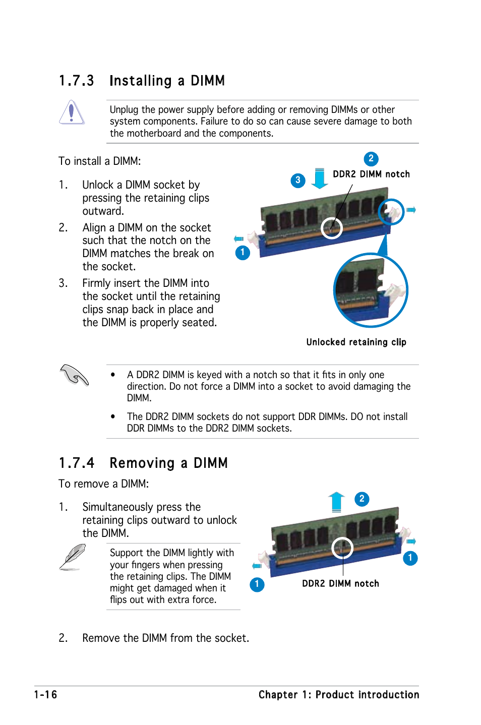 3 installing a dimm, 4 removing a dimm | Asus Motherboard M2V-MX User Manual | Page 26 / 90