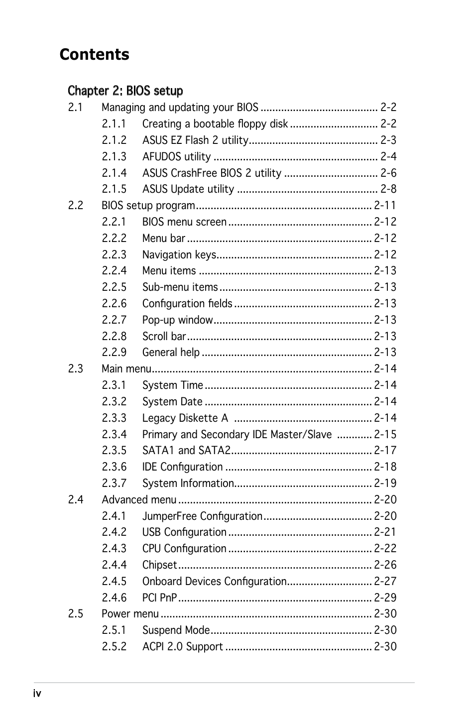 Asus Motherboard M2V-MX User Manual | Page 4 / 90