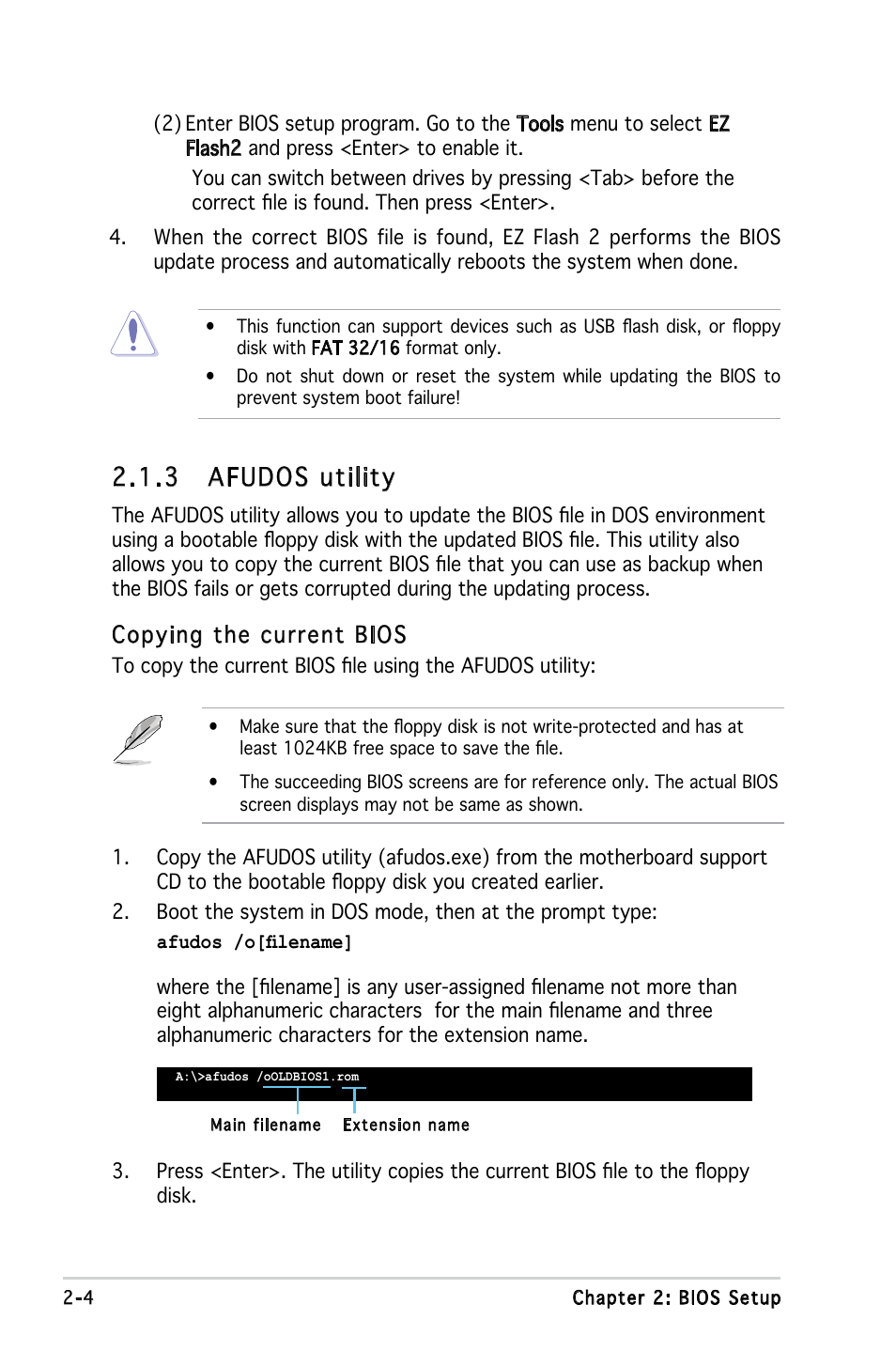 3 afudos utility, Copying the current bios | Asus Motherboard M2V-MX User Manual | Page 46 / 90