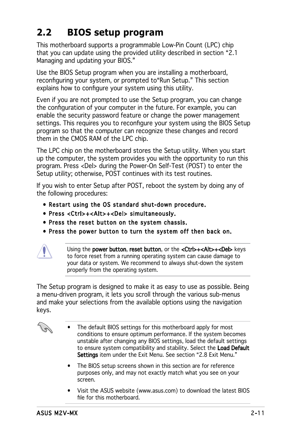 2 bios setup program | Asus Motherboard M2V-MX User Manual | Page 53 / 90