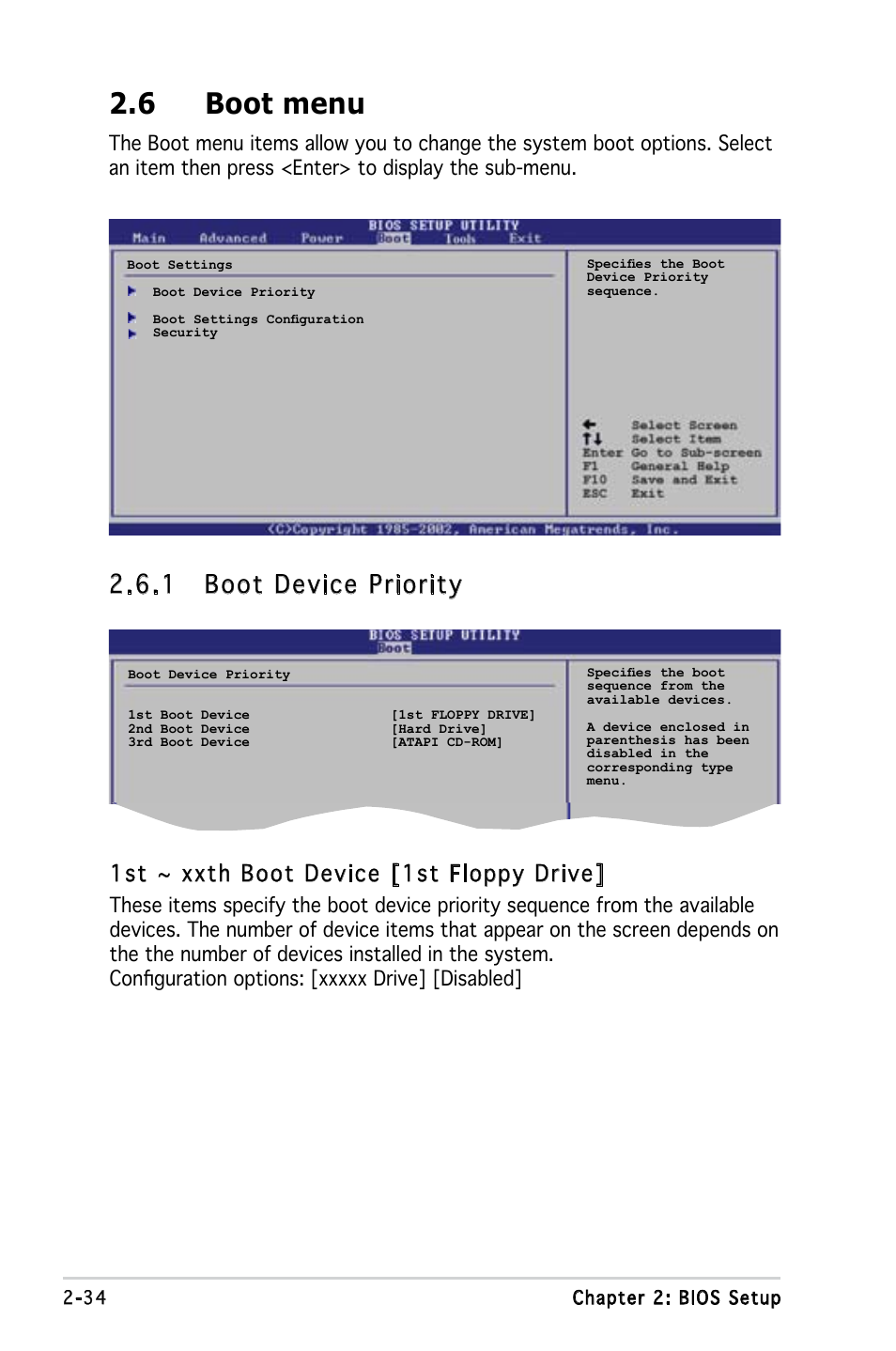 6 boot menu, 1 boot device priority, 1st ~ xxth boot device [1st floppy drive | Asus Motherboard M2V-MX User Manual | Page 76 / 90