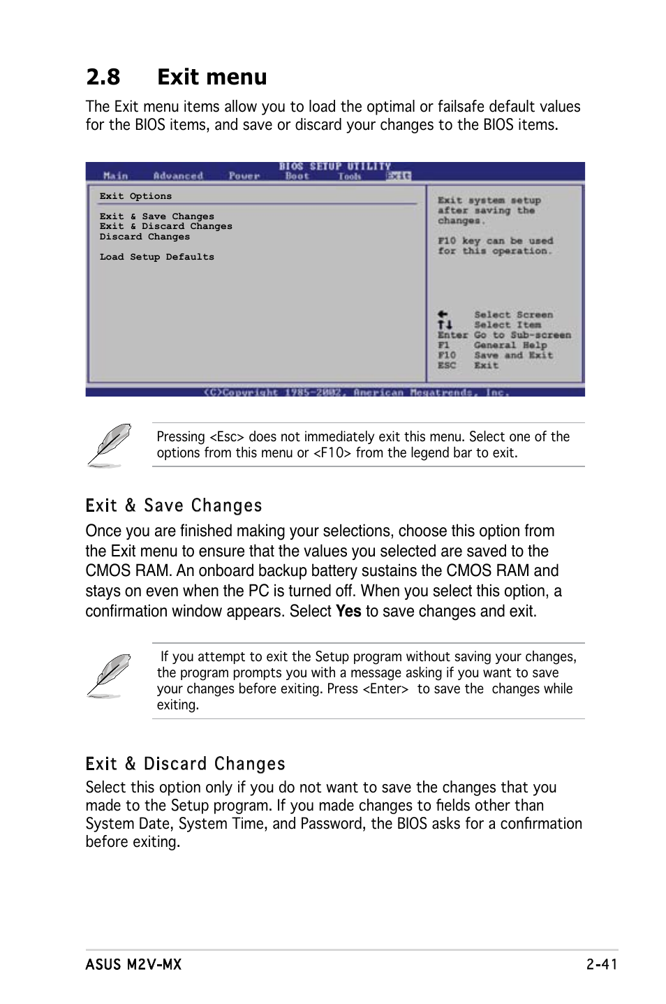 8 exit menu, Exit & discard changes | Asus Motherboard M2V-MX User Manual | Page 83 / 90