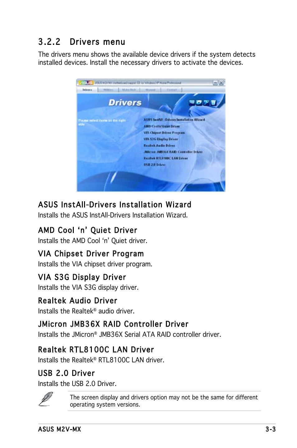 2 drivers menu | Asus Motherboard M2V-MX User Manual | Page 87 / 90