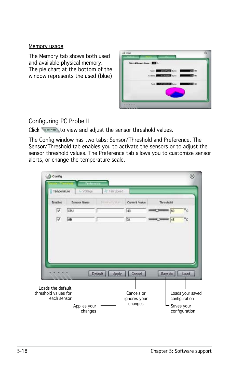 Configuring pc probe ii | Asus M2N32-SLI User Manual | Page 134 / 170