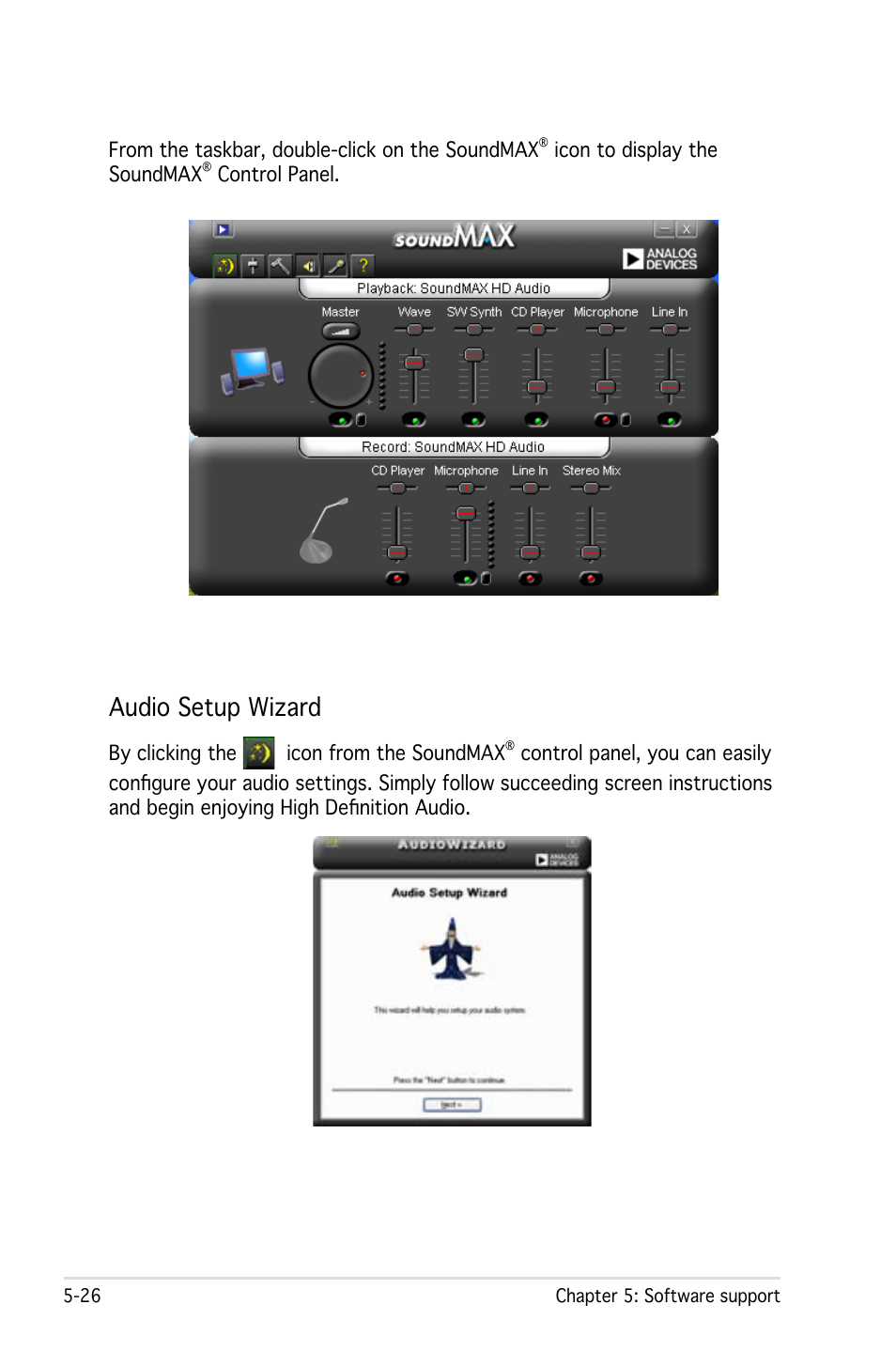 Audio setup wizard | Asus M2N32-SLI User Manual | Page 142 / 170