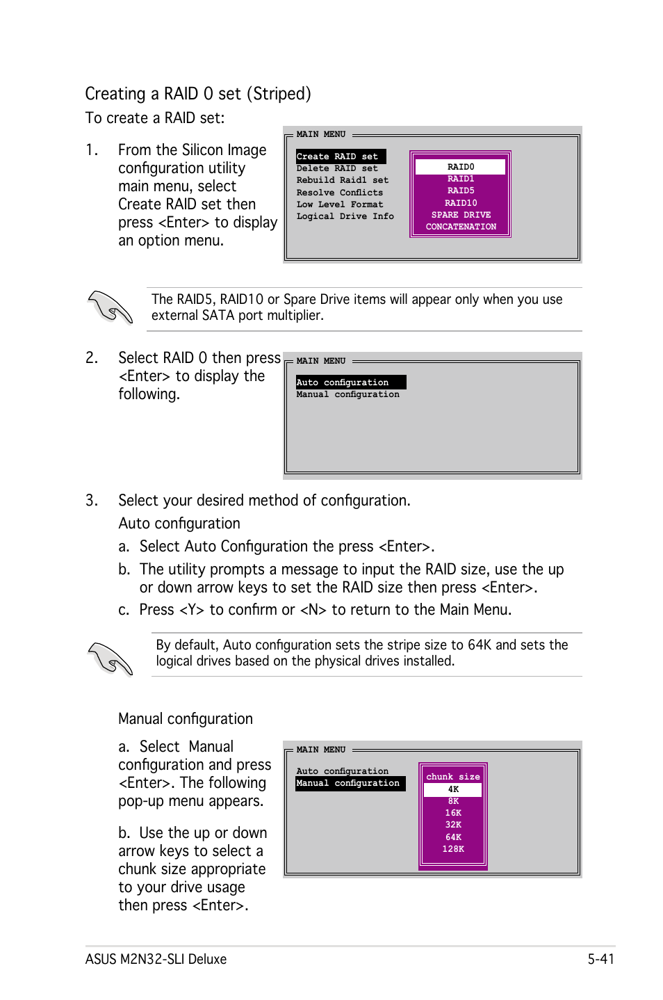 Creating a raid 0 set (striped) | Asus M2N32-SLI User Manual | Page 157 / 170