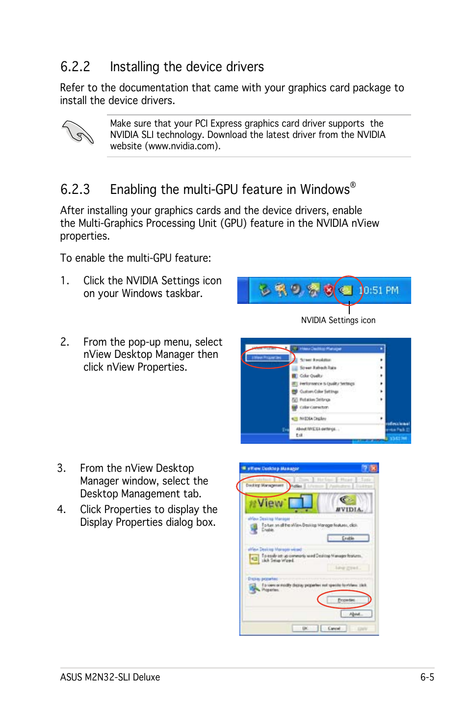 2 installing the device drivers,  enabling the multi-gpu feature in windows | Asus M2N32-SLI User Manual | Page 169 / 170