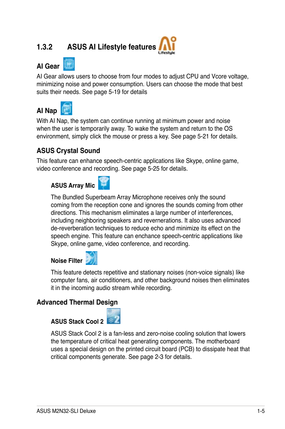 2 asus ai lifestyle features | Asus M2N32-SLI User Manual | Page 21 / 170