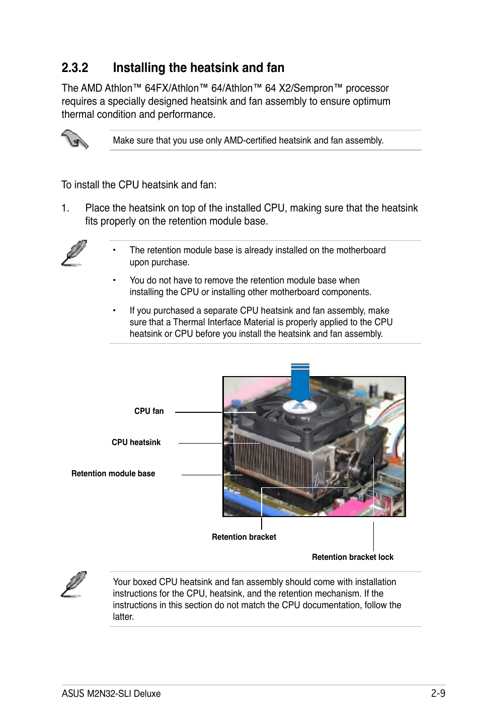 2 installing the heatsink and fan | Asus M2N32-SLI User Manual | Page 35 / 170