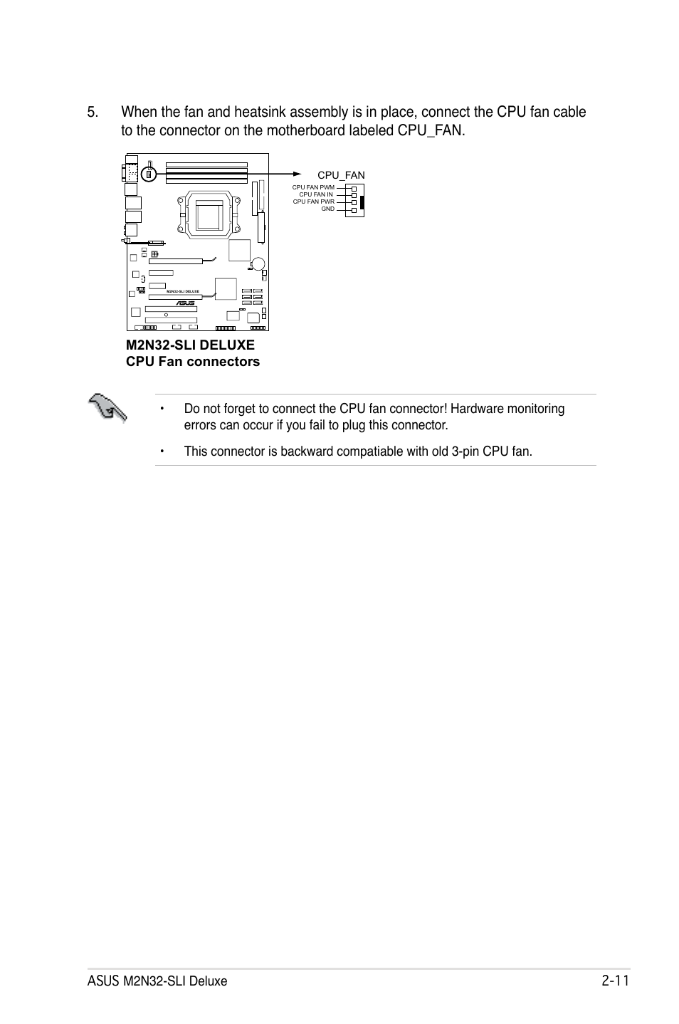 Asus m2n32-sli deluxe 2, M2n32-sli deluxe cpu fan connectors | Asus M2N32-SLI User Manual | Page 37 / 170