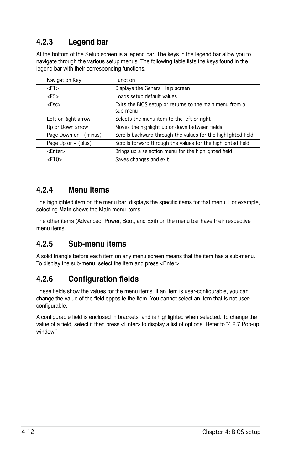 4 menu items, 5 sub-menu items, 6 configuration fields | 3 legend bar | Asus M2N32-SLI User Manual | Page 78 / 170