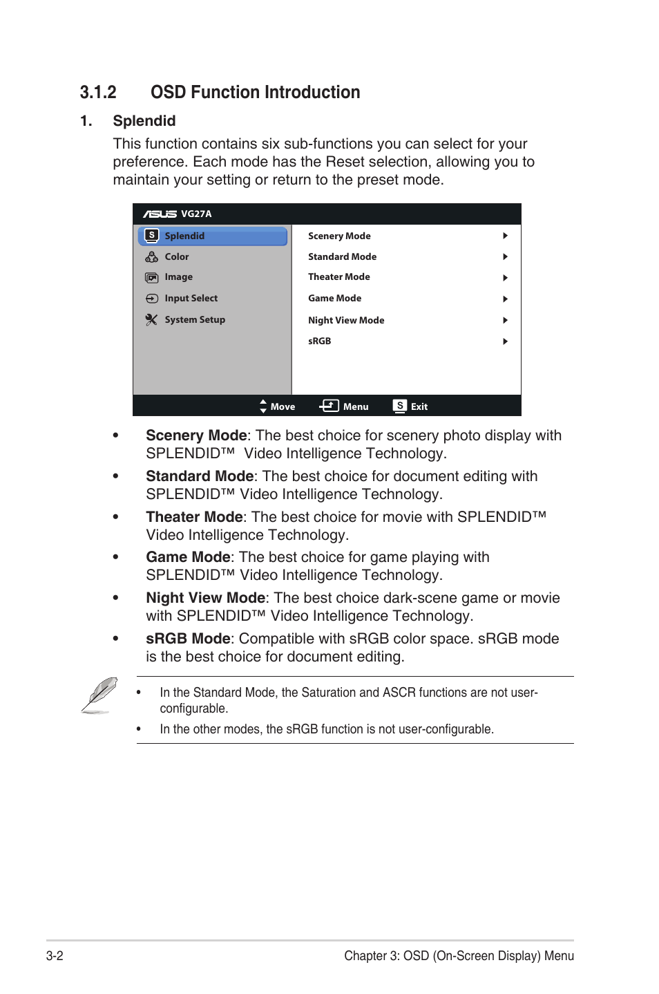 2 osd function introduction, Osd function introduction -2 | Asus LCD Monitor VG27AH User Manual | Page 16 / 26