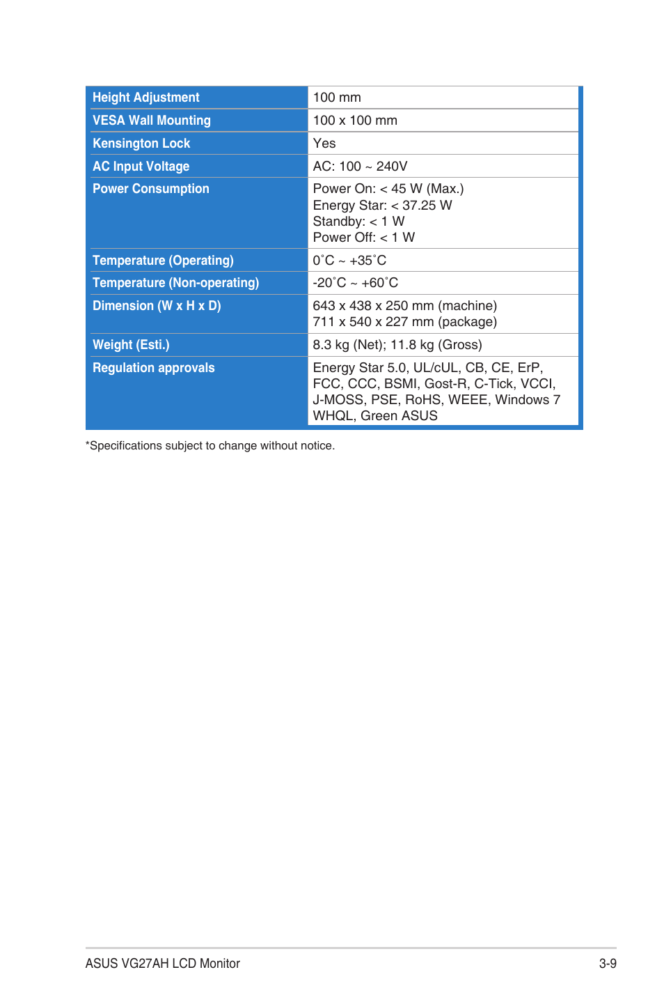 Asus LCD Monitor VG27AH User Manual | Page 23 / 26