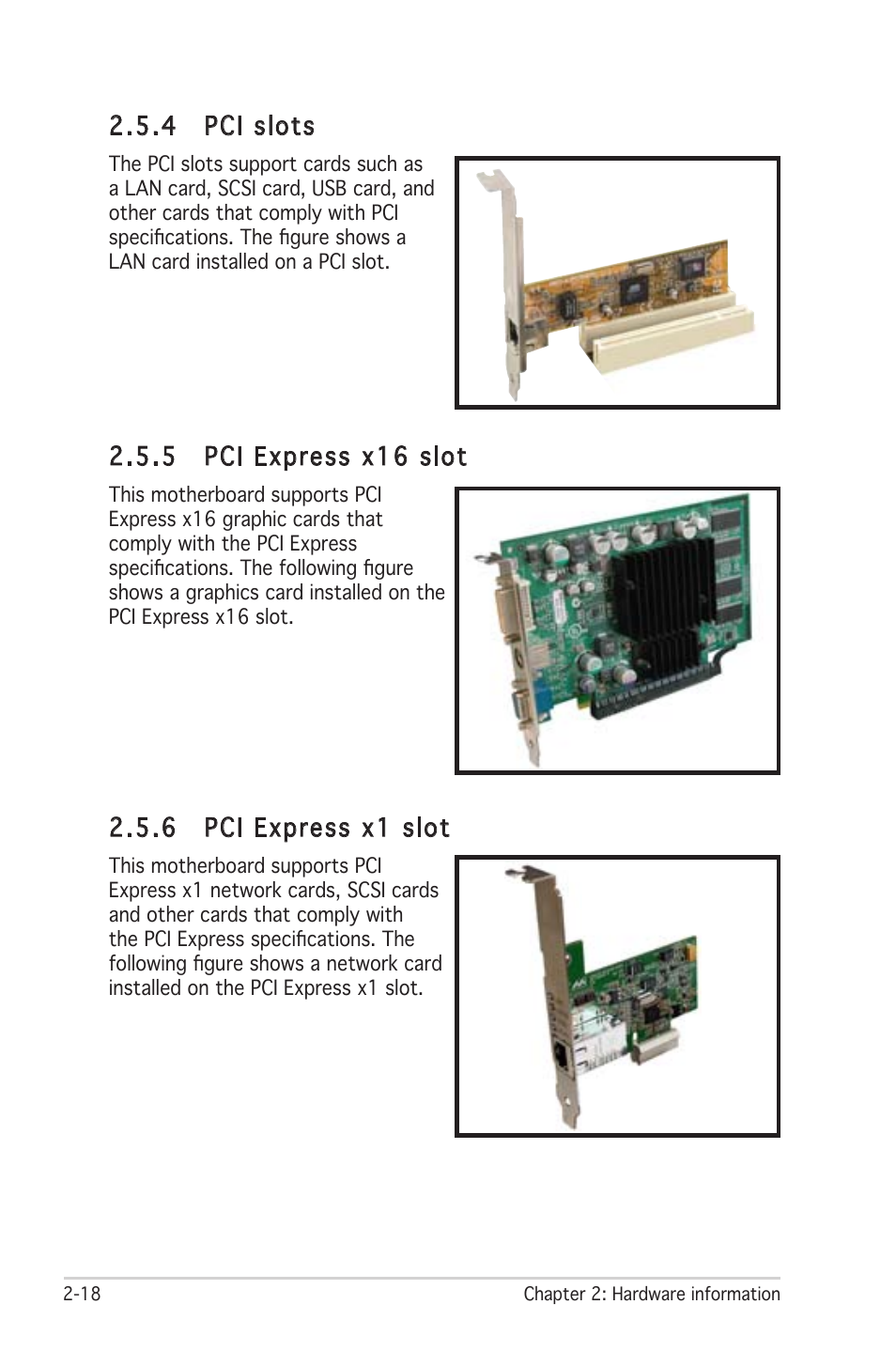 4 pci slots, 5 pci express x16 slot, 6 pci express x1 slot | Asus Motherboard P5PL2 User Manual | Page 38 / 116