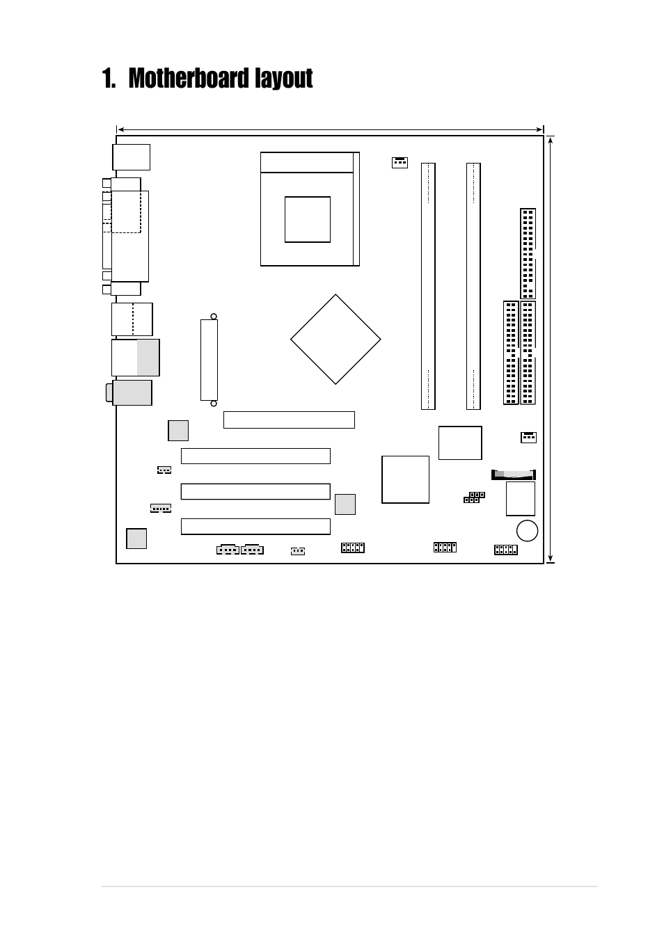 Motherboard layout, Asus a7n8x-la (focus) motherboard 1, Nvidia | Socket 462, 5cm (9.64in) | Asus A7N8X-LA User Manual | Page 5 / 18