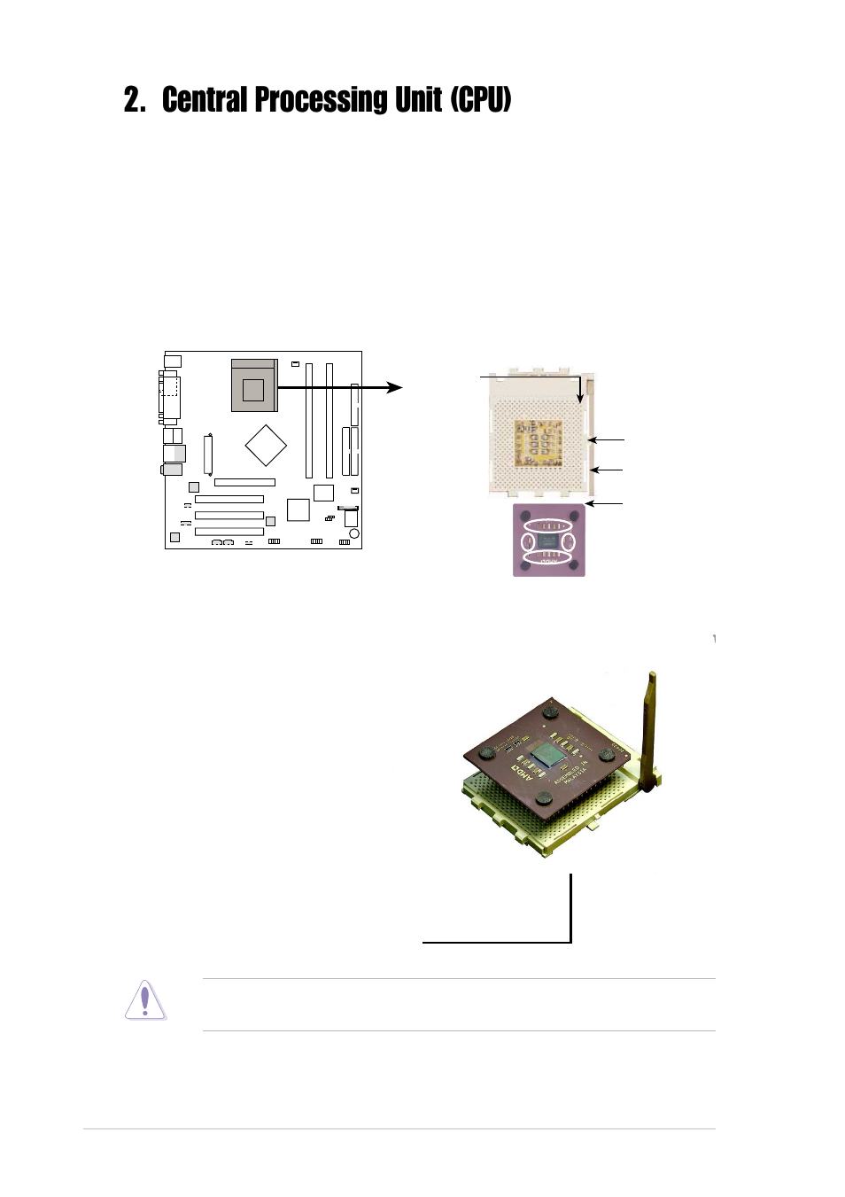 Central processing unit (cpu), Installing the cpu, 2asus a7n8x-la (focus) motherboard | Asus A7N8X-LA User Manual | Page 6 / 18