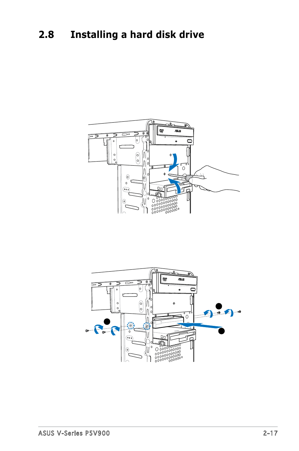 8 installing a hard disk drive | Asus P5V900 User Manual | Page 35 / 98