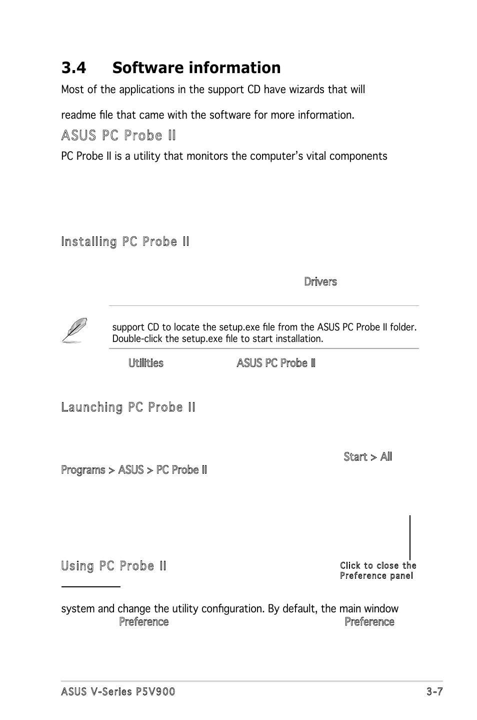 4 software information, Asus pc probe ii | Asus P5V900 User Manual | Page 47 / 98