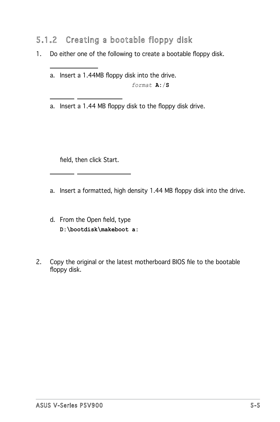 2 creating a bootable floppy disk | Asus P5V900 User Manual | Page 69 / 98