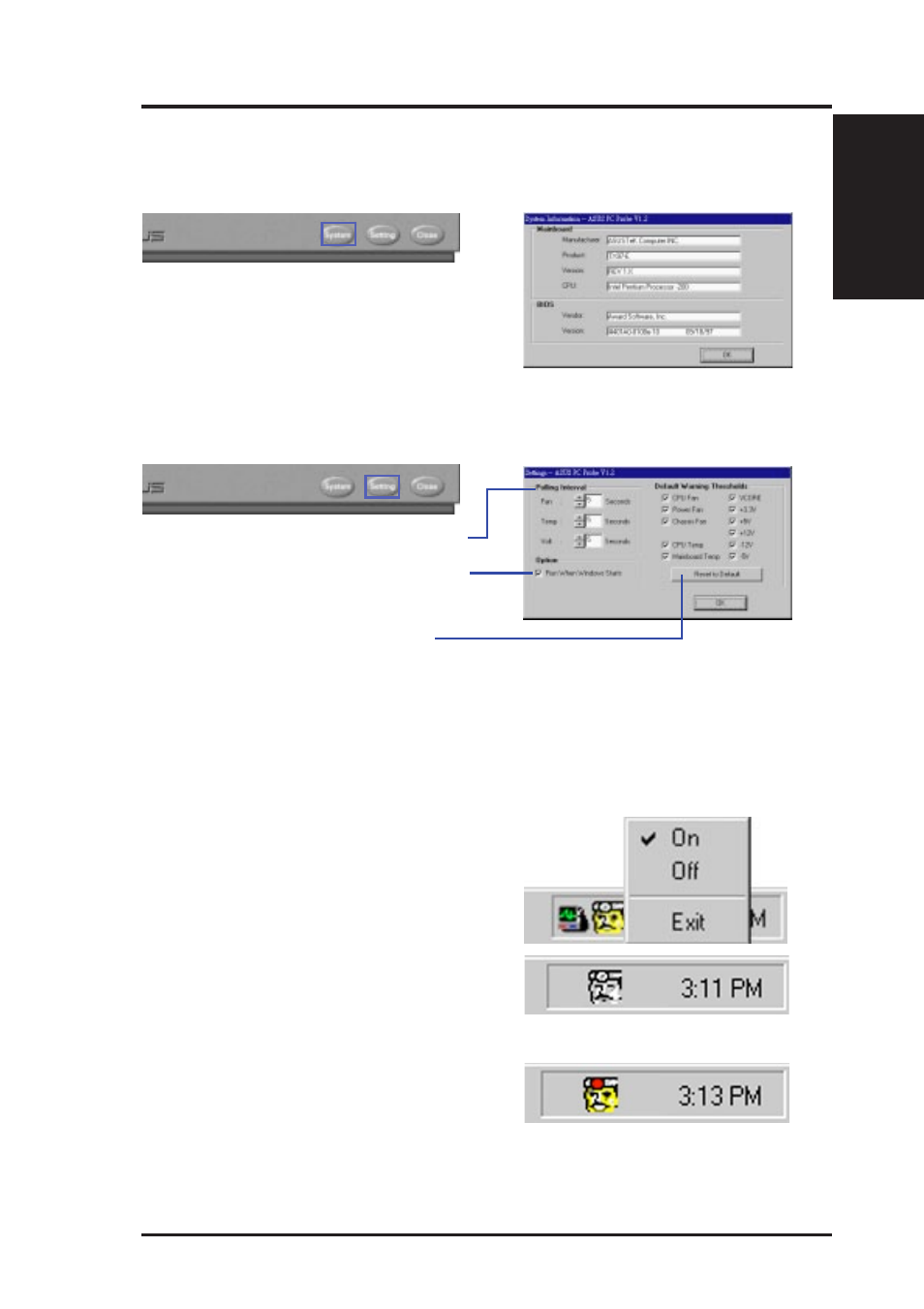 Vi. software reference, Using the asus pc probe | Asus P2B-F User Manual | Page 61 / 80