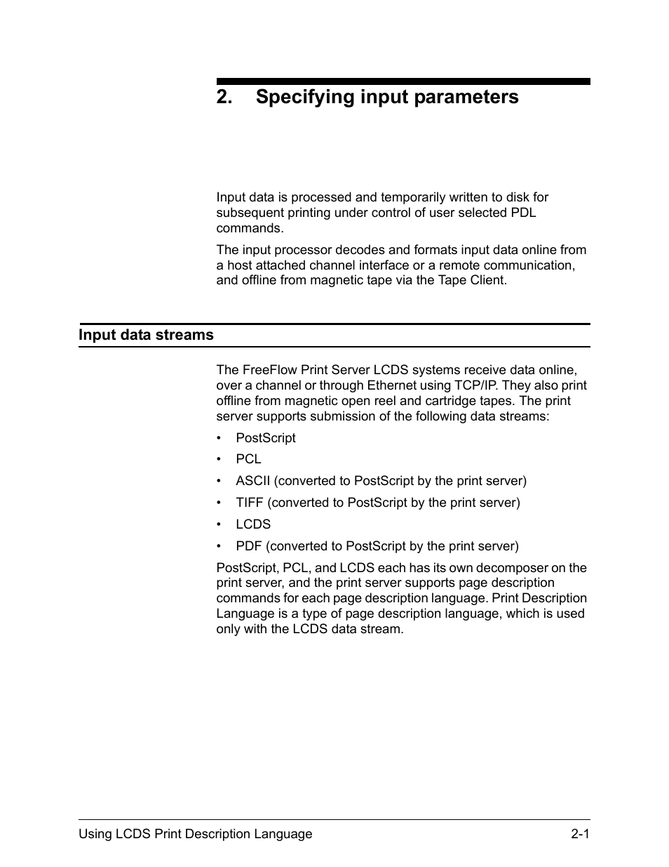 Specifying input parameters | Xerox 4112-4127 Enterprise Printing System-192 User Manual | Page 109 / 506