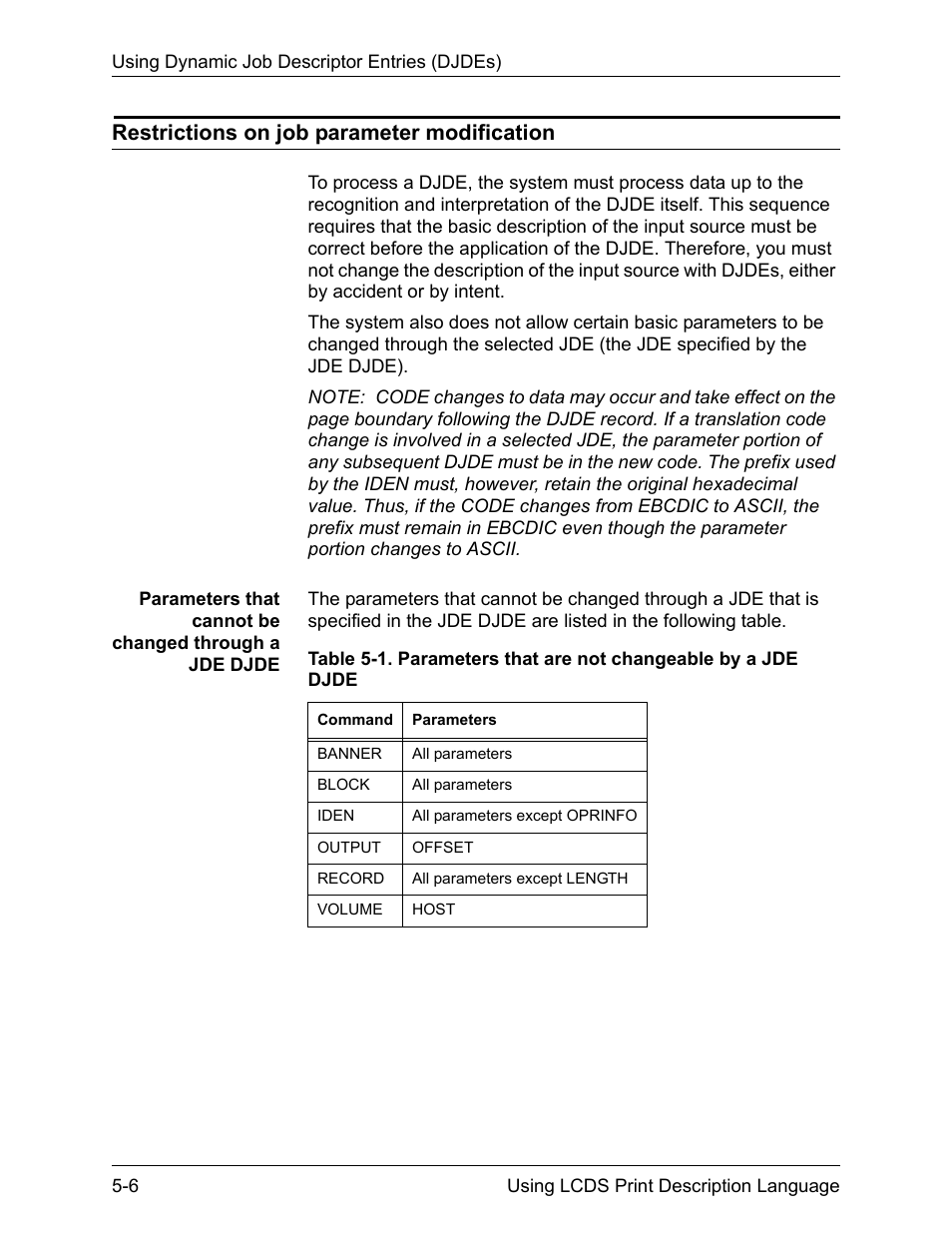 Restrictions on job parameter modification | Xerox 4112-4127 Enterprise Printing System-192 User Manual | Page 360 / 506