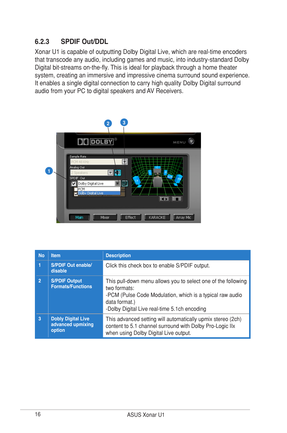 3 spdif out/ddl | Asus External USB Audio Station Xonar U1 User Manual | Page 22 / 46