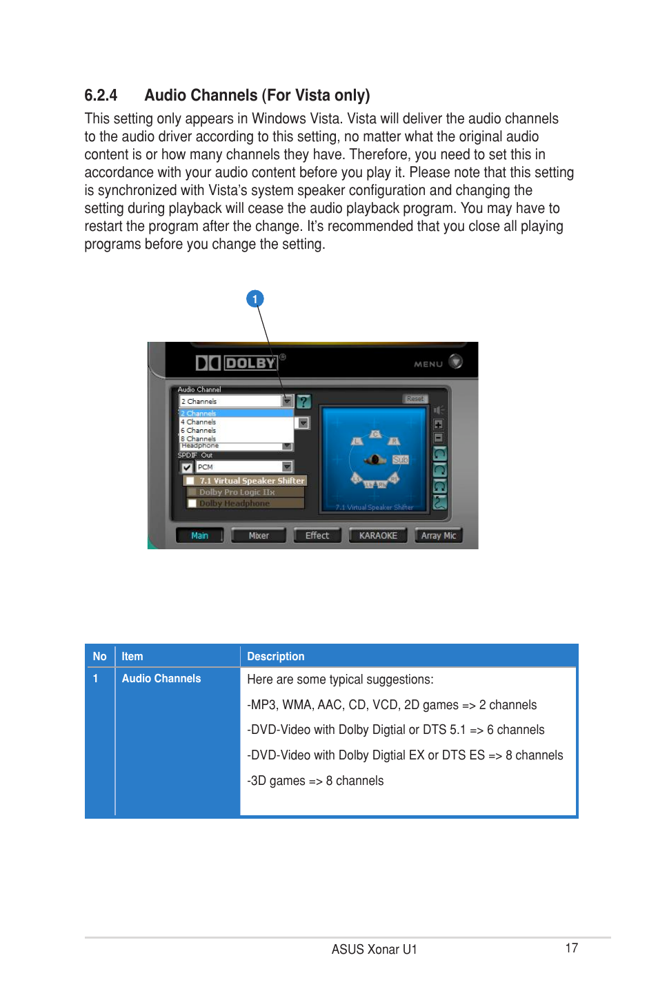 4 audio channels (for vista only) | Asus External USB Audio Station Xonar U1 User Manual | Page 23 / 46