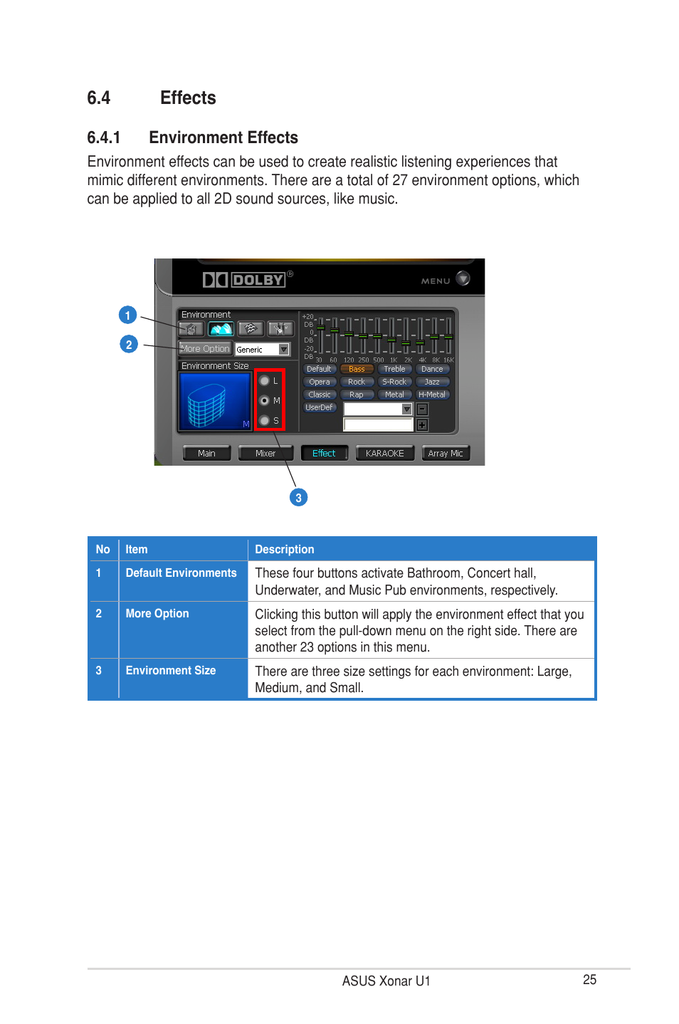 4 effects, 1 environment effects | Asus External USB Audio Station Xonar U1 User Manual | Page 31 / 46