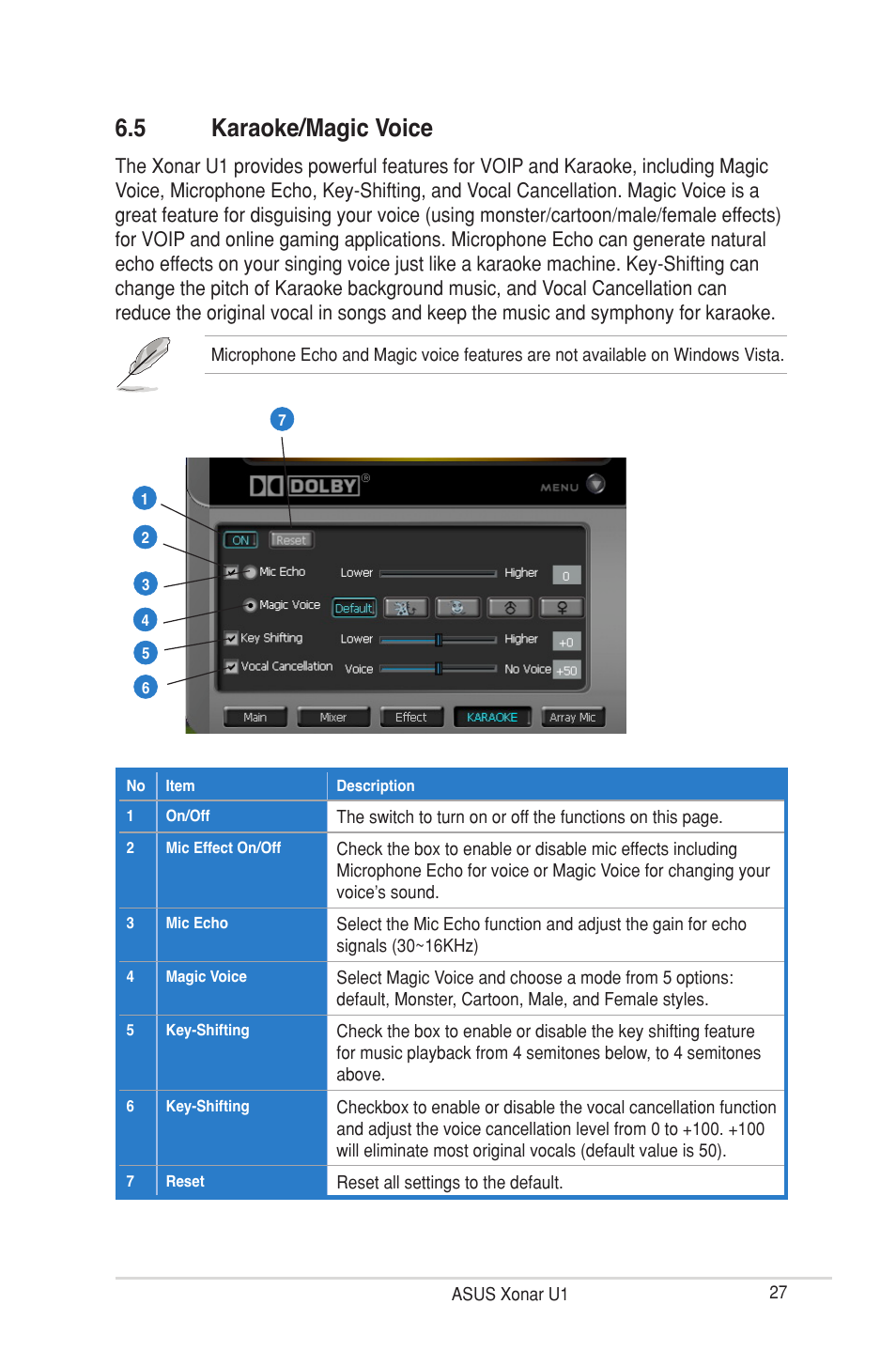 5 karaoke/magic voice | Asus External USB Audio Station Xonar U1 User Manual | Page 33 / 46