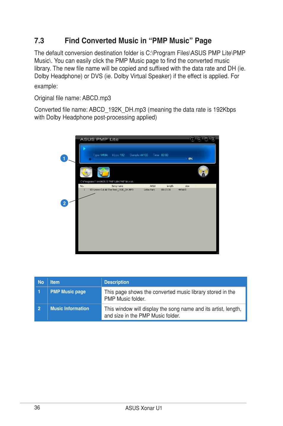 3 find converted music in “pmp music” page | Asus External USB Audio Station Xonar U1 User Manual | Page 42 / 46