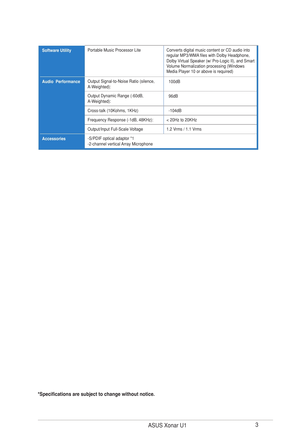 3asus xonar u1 | Asus External USB Audio Station Xonar U1 User Manual | Page 9 / 46