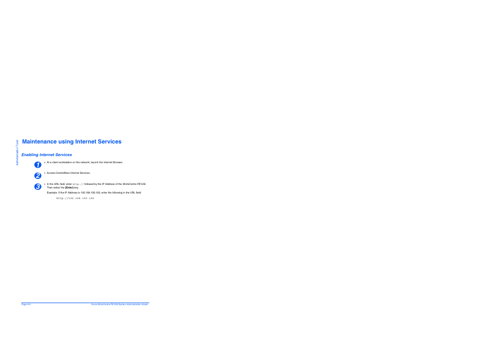 Maintenance using internet services, Enabling internet services, Maintenance using internet services -4 | Enabling internet services -4 | Xerox WorkCentre PE120-120i-4396 User Manual | Page 116 / 131