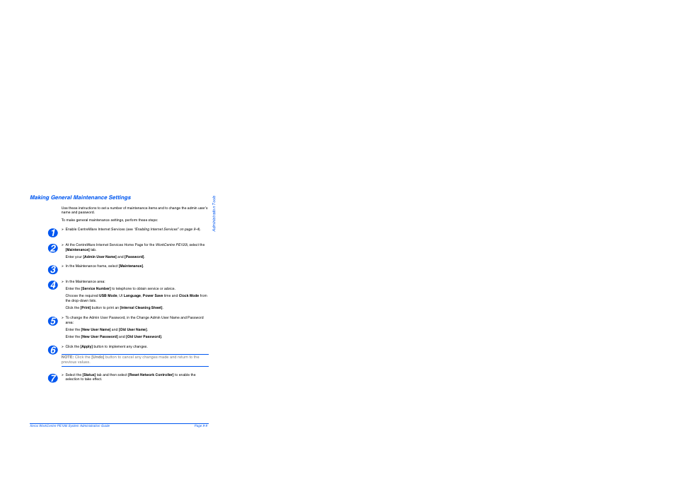 Making general maintenance settings, Making general maintenance settings -9 | Xerox WorkCentre PE120-120i-4396 User Manual | Page 121 / 131