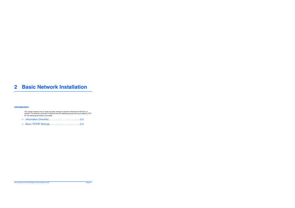 2 basic network installation, Introduction, 2 basic network installation -1 | Introduction -1 | Xerox WorkCentre PE120-120i-4396 User Manual | Page 25 / 131