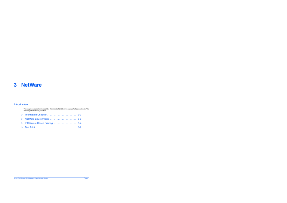 3 netware, Introduction, 3 netware -1 | Introduction -1 | Xerox WorkCentre PE120-120i-4396 User Manual | Page 35 / 131