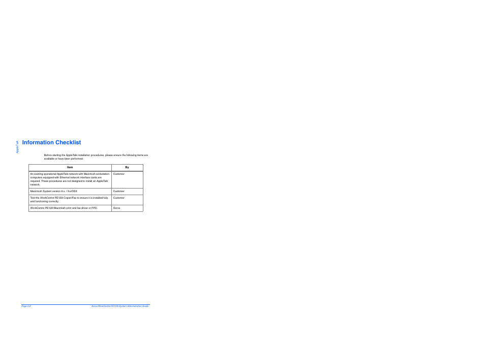 Information checklist, Information checklist -2 | Xerox WorkCentre PE120-120i-4396 User Manual | Page 58 / 131