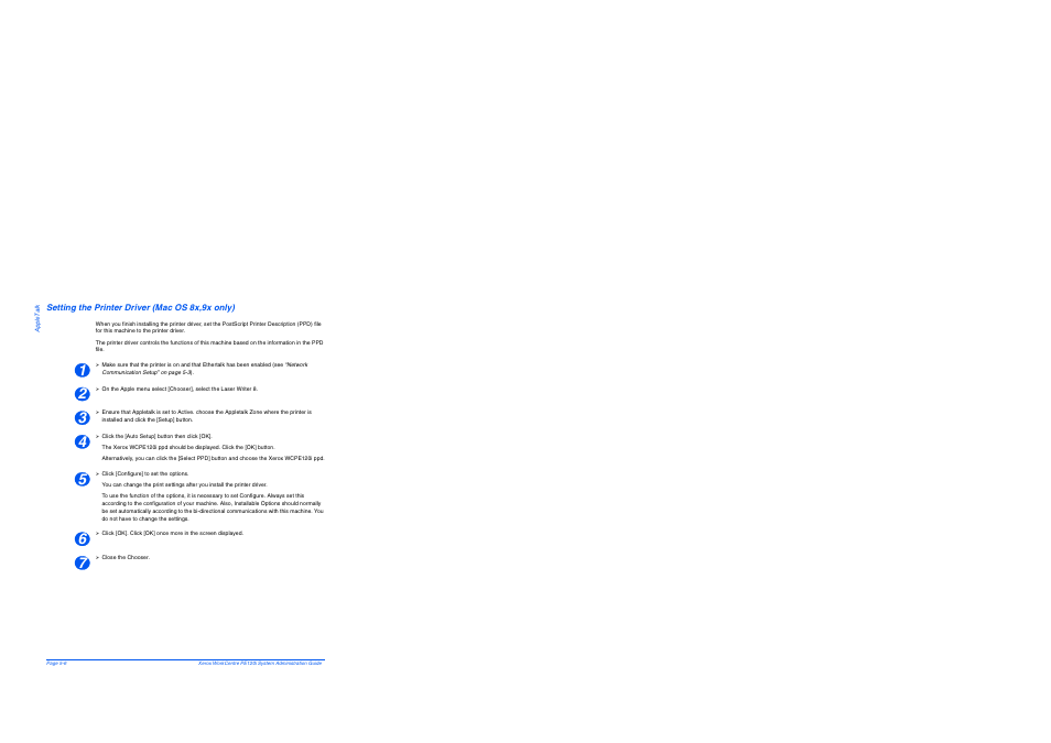 Setting the printer driver (mac os 8x,9x only), Setting the printer driver (mac os 8x,9x only) -6 | Xerox WorkCentre PE120-120i-4396 User Manual | Page 62 / 131