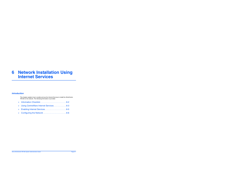 6 network installation using internet services, Introduction, 6 network installation using internet services -1 | Introduction -1 | Xerox WorkCentre PE120-120i-4396 User Manual | Page 67 / 131